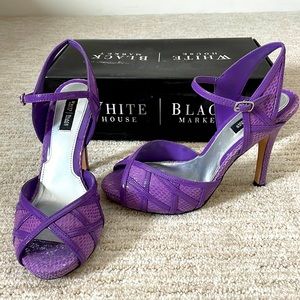 White House|Black Market Gia purple leather and snakeskin heels, size 7